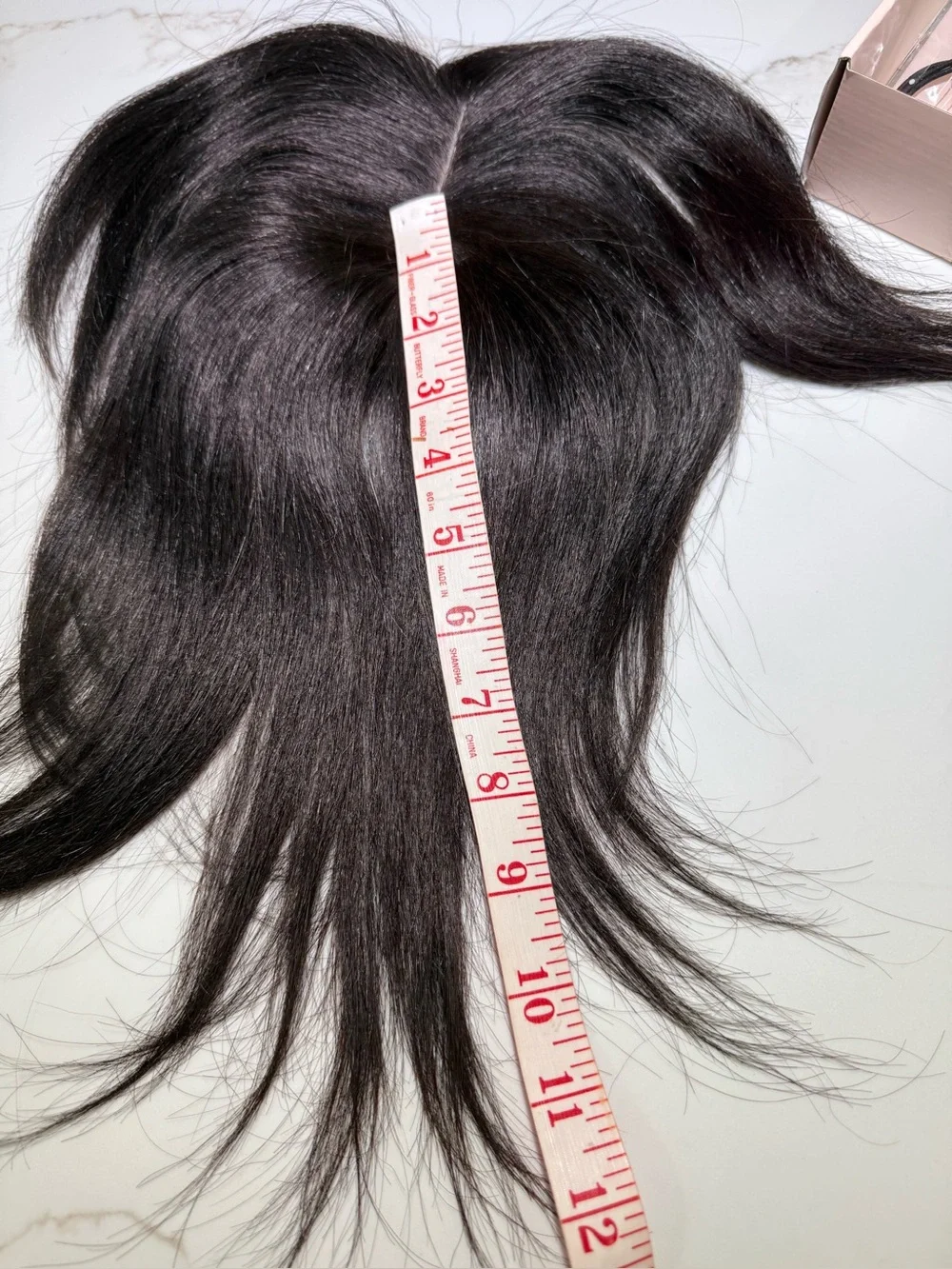 💯% HUMAN 10-12” Topper with Bangs, Straight Dark Brown/Almost Black